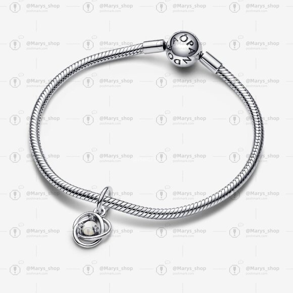 Pandora White Eternity Circle Dangle Charm - Picture 3 of 6